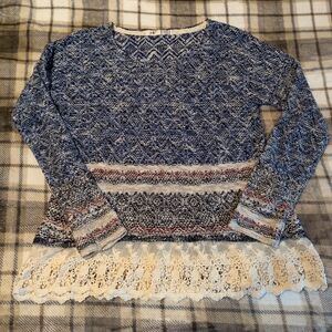 Jolt knit and lace sweater size small
